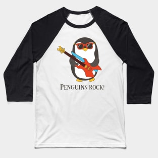 Penguins Rock, Funny Cute Penguin Baseball T-Shirt